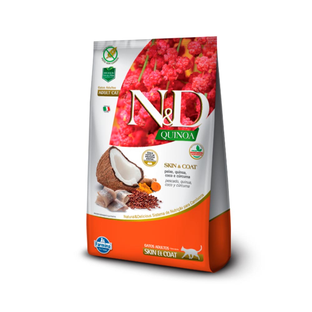 Ração Quinoa Skin N&D para Gatos Adultos sabor Peixe