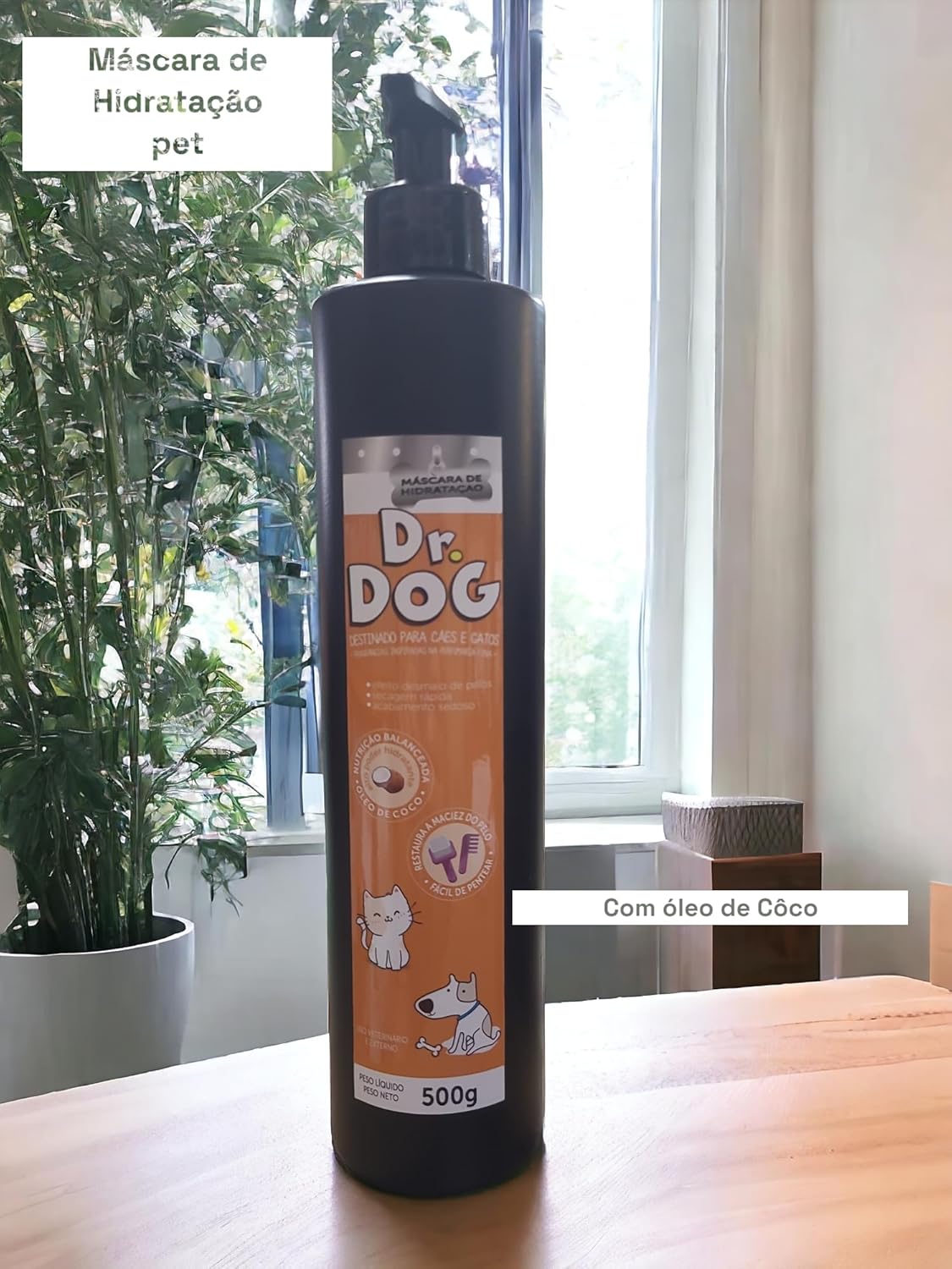 Máscara de hidratação cães & gatos 500ml óleo de coco peles sensíveis