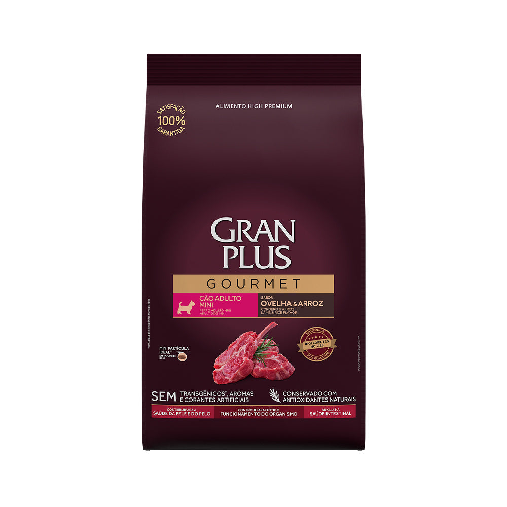 Ração GranPlus Gourmet para Cães Adultos de Porte Mini Sabor Ovelha e Arroz