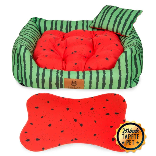 Cama para Cachorro Melancia Vermelho e Verde
