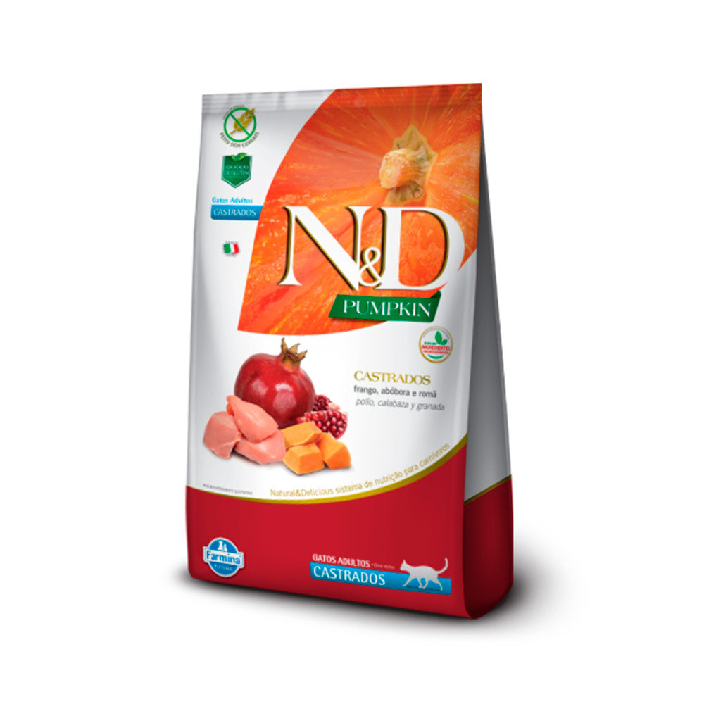 Ração Pumpkin N&D para Gatos Adultos Castrados Sabor Frango
