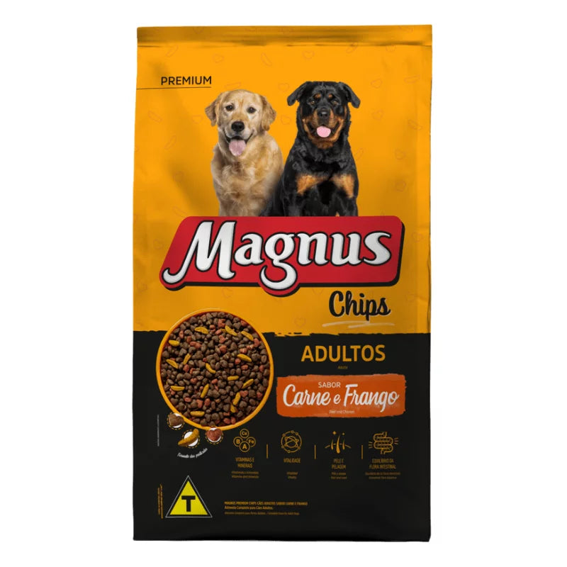 Ração Magnus Premium Chips para Cães Adultos sabor Carne e Frango 15 kg