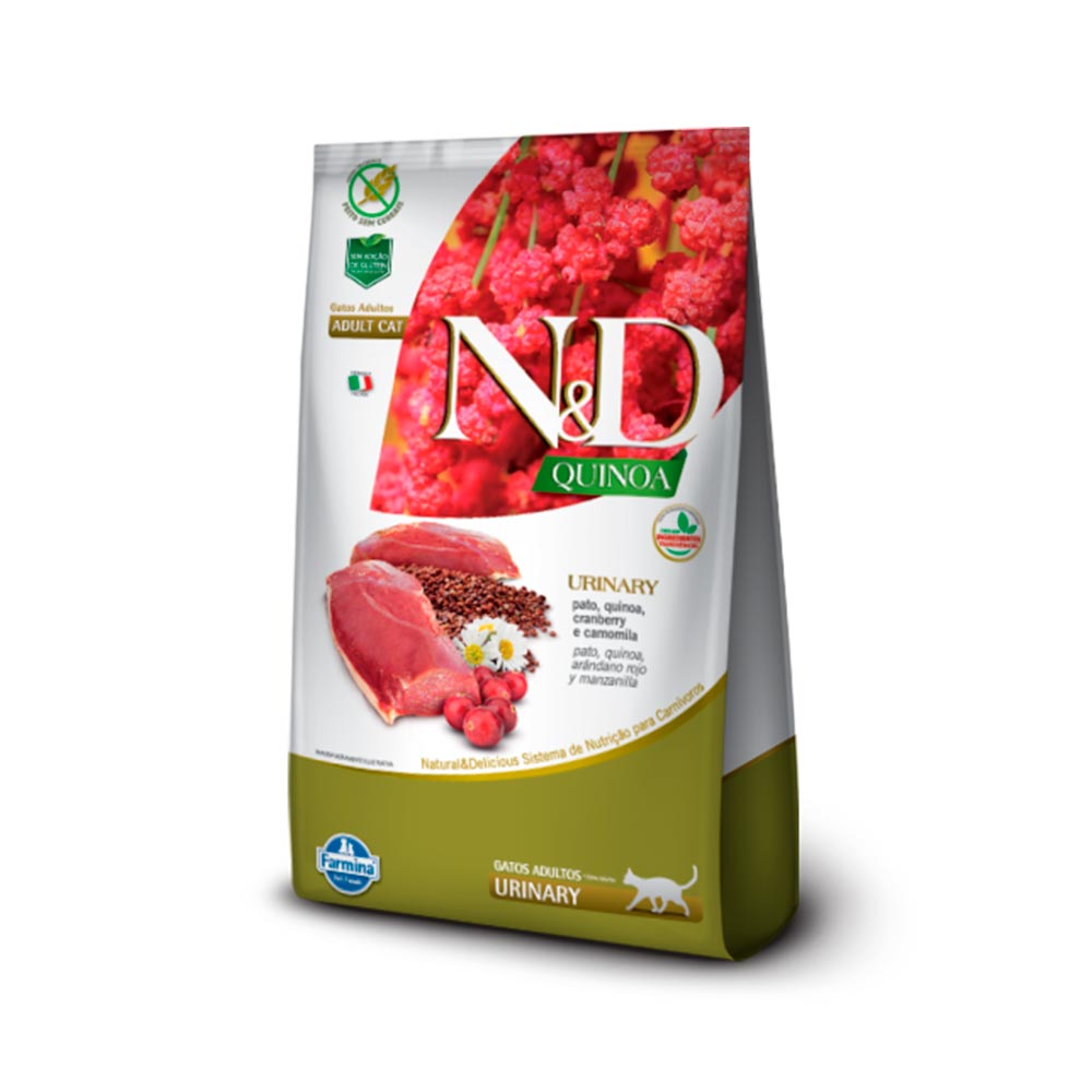 Ração Quinoa Urinary N&D para Gatos Adultos sabor Pato