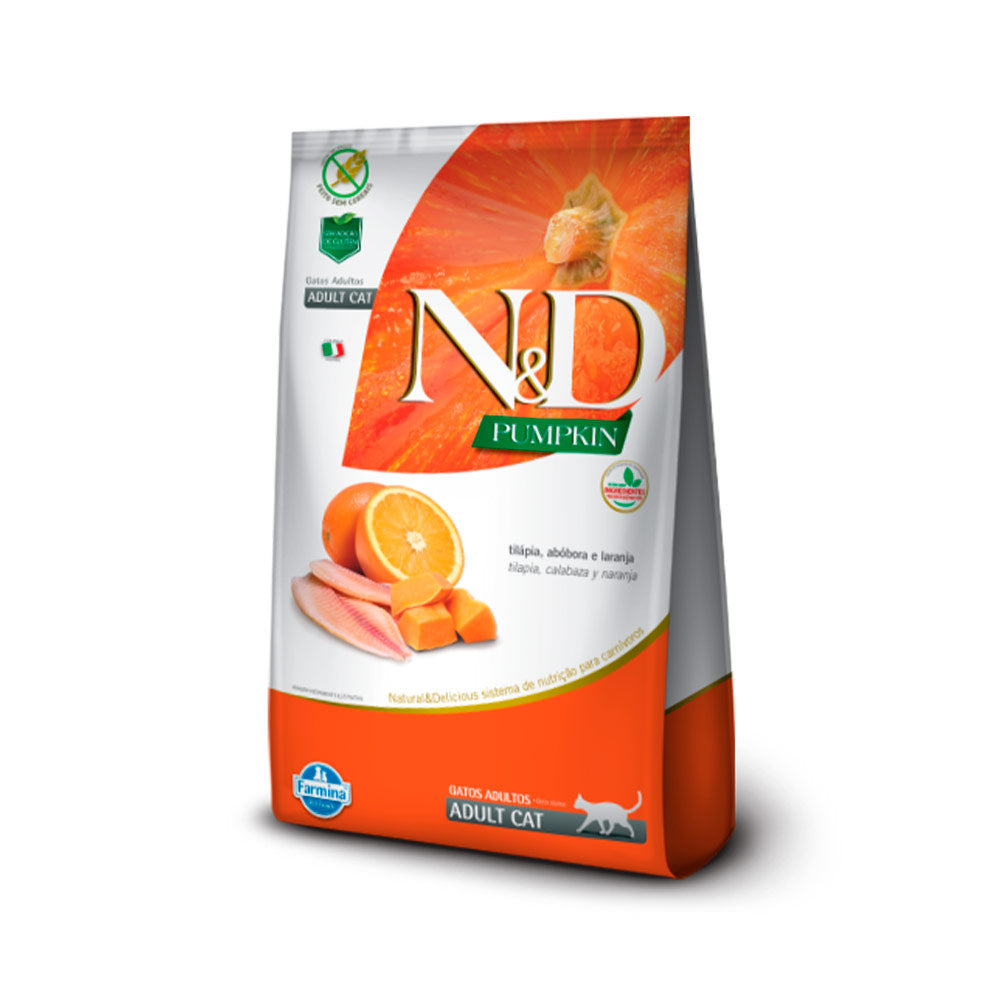 Ração Pumpkin N&D para Gatos Adultos Sabor Tilápia