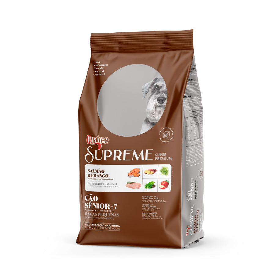 Ração Quatree Supreme para Cães Sênior +7 de Porte Pequeno Sabor Salmão e Frango