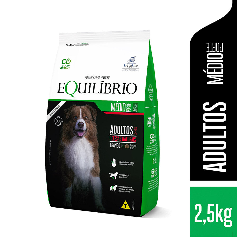 Ração Equilíbrio para Cães Adultos de Porte Médio Sabor Frango