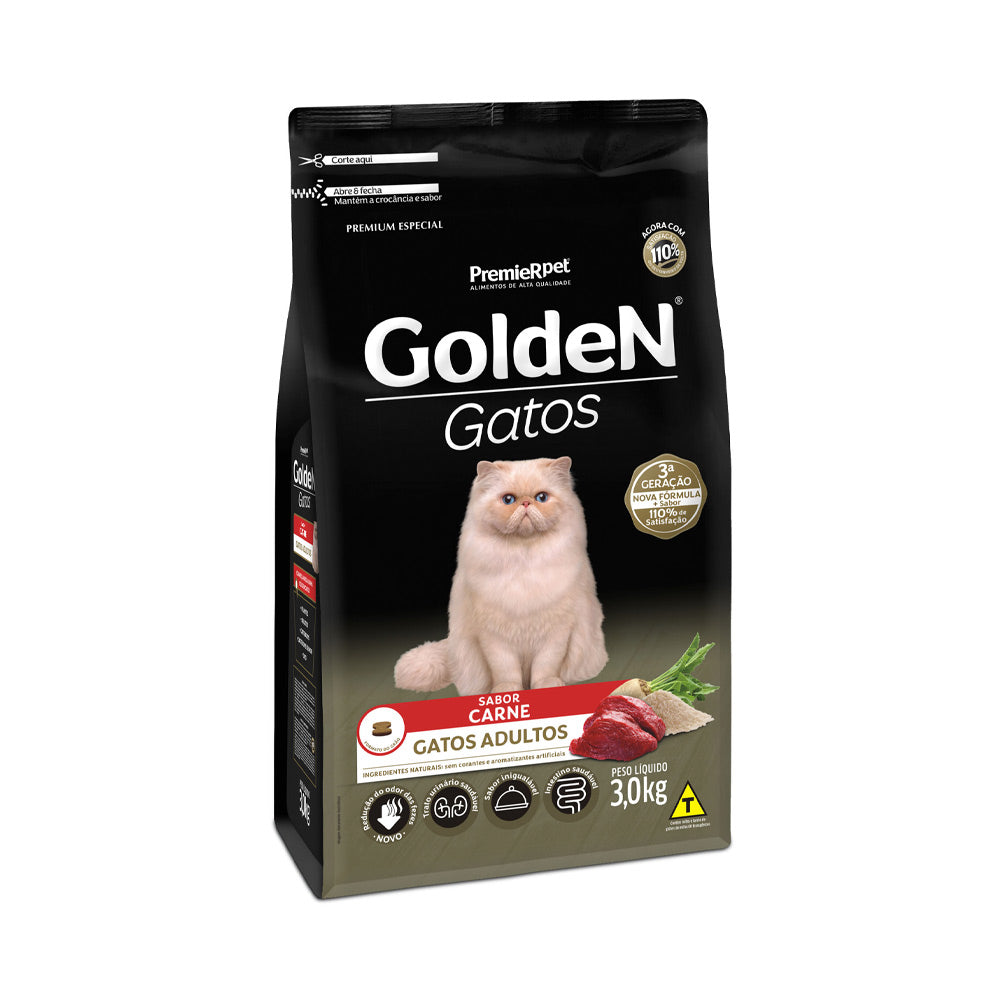 Ração Golden para Gatos Adultos Sabor Carne