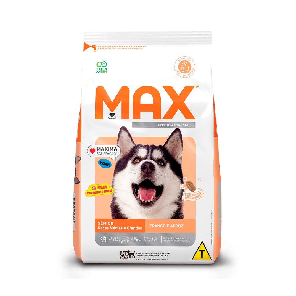 Ração Max para Cães Sênior de Porte Médio e Grande Sabor Frango e Arroz