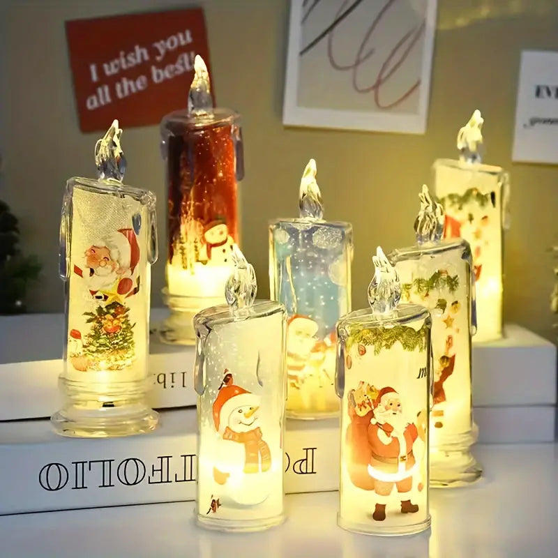 Kit Com 7 Luzes de Vela Natalinas Festivas