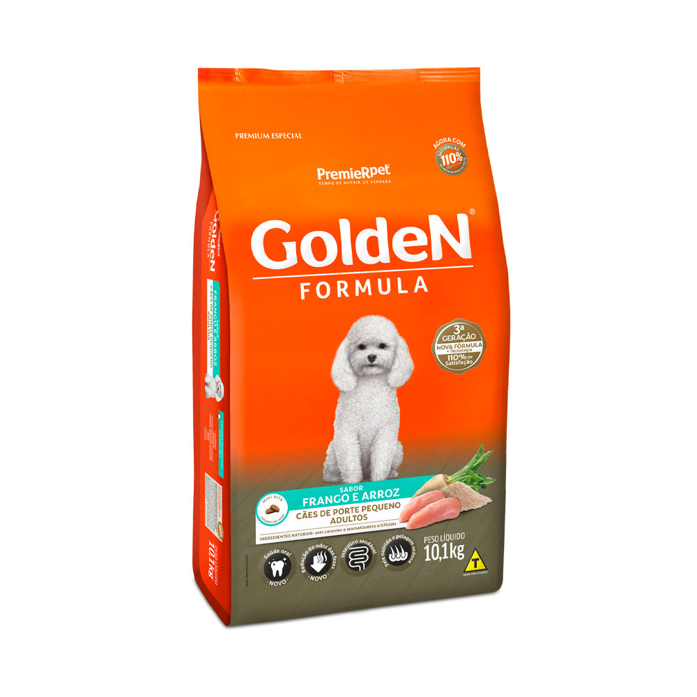 Ração Golden Fórmula Mini Bits para Cães Adultos de Pequeno Porte Sabor Frango e Arroz