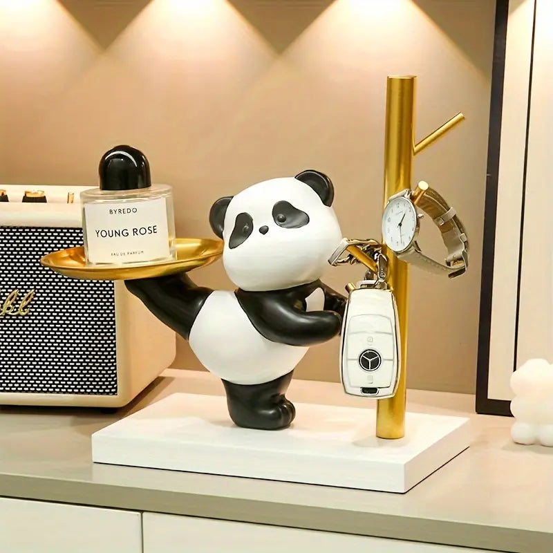 Suporte de Chaves e Bandeja de Bugigangas em Formato de Panda