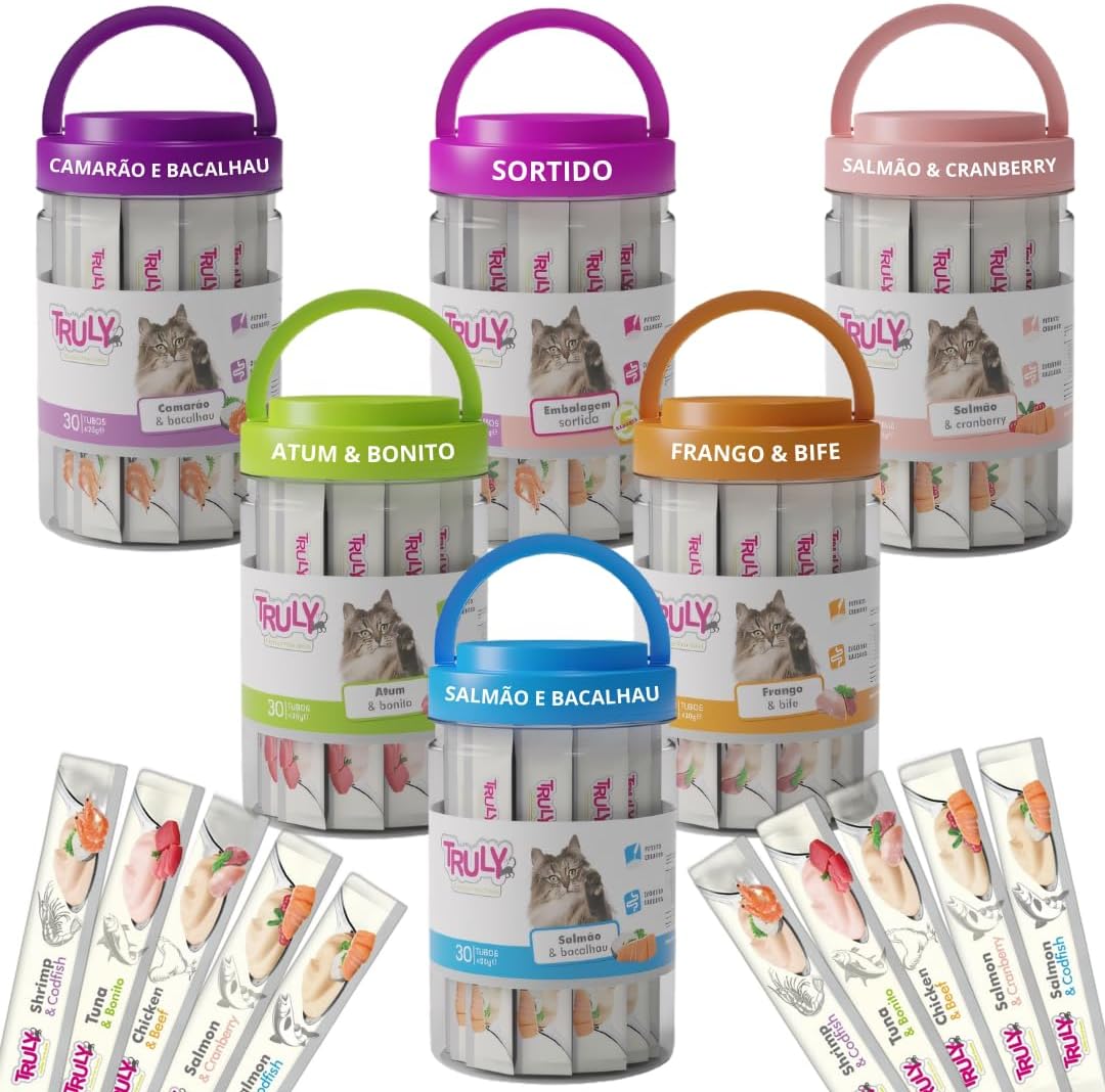 Petisco para Gato Truly Creamy Churu Cremoso Pote 30 Tubetes