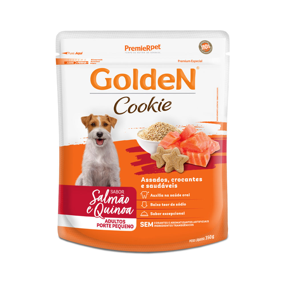 Biscoito Golden Cookie para Cães Adultos de Porte Pequeno Sabor Salmão e Quinoa 350 g