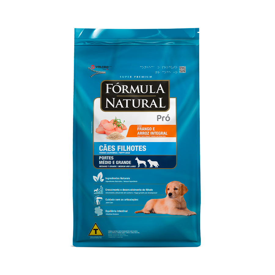 Ração Fórmula Natural Pró para Cães Filhotes de Porte Médio e Grande Sabor Frango e Arroz Integral