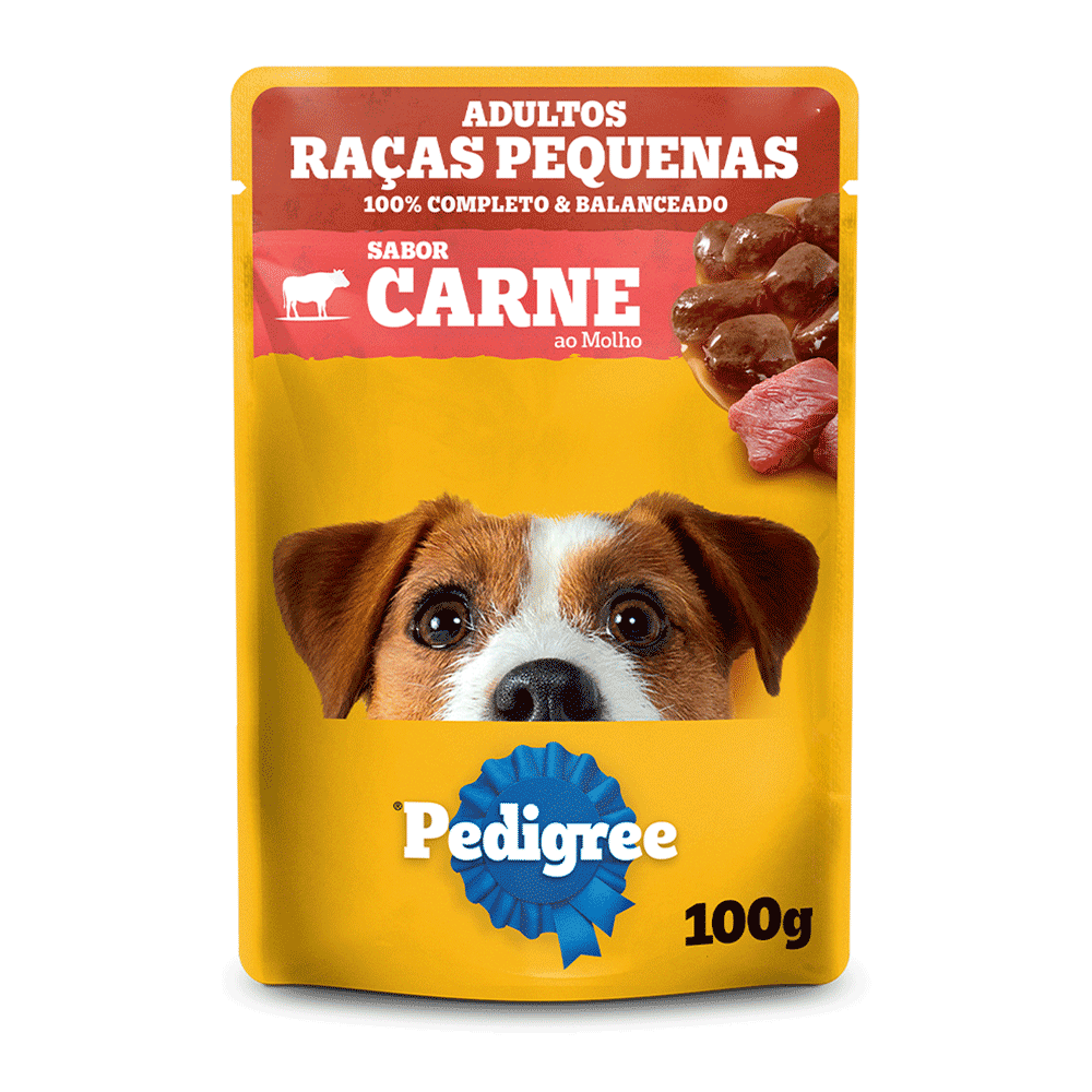 Ração Úmida Pedigree Sachê Cães Adultos Raças Pequenas Carne ao Molho