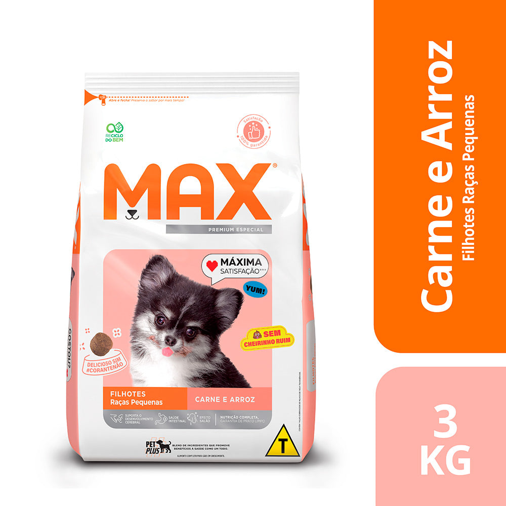 Ração Max para Cães Filhotes de Porte Pequeno Sabor Carne e Arroz