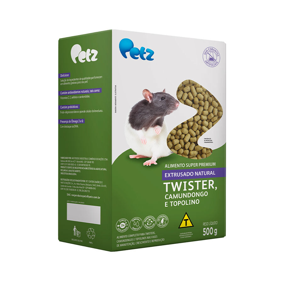 Alimento Roedor Petz Extrusado Natural para Twister, Camundongo e Topolino