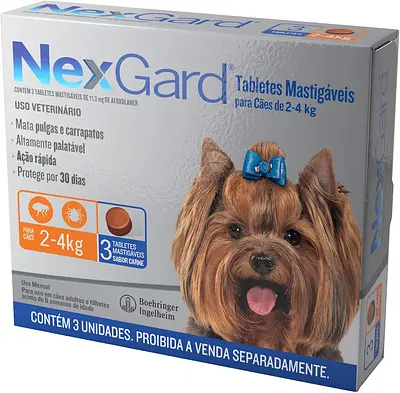 NexGard Antipulgas e Carrapatos para Cães de 2 a 4kg 3 tabletes