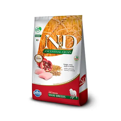 Ração Farmina N&D Ancestral Grain para Cães Adultos de Raças Grandes Sabor Frango e Romã - 10,1kg
