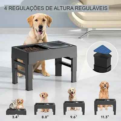 Tigela Elevada Ajustável e Multifuncional - Previna futuros problemas para seu pet