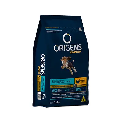 Ração Origens Energy para Cães Filhotes Sabor Frango e Cereais 15 kg