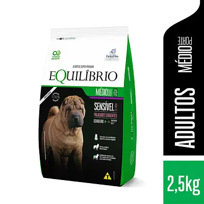 Ração Equilíbrio Sensível para Cães Adultos de Porte Médio Sabor Cordeiro