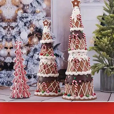 Conjunto De Árvore De Natal Enfeites 3D de PVC Artesanais com Bastões de Doces