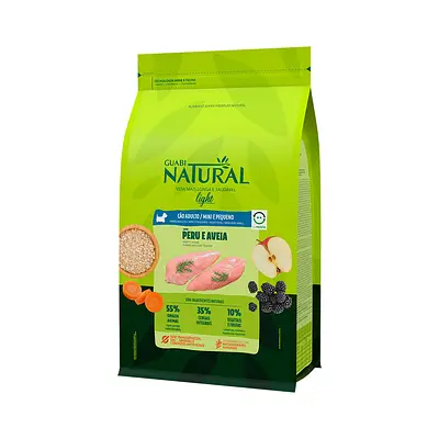 Ração Guabi Natural Light para Cães Adultos de Porte Mini e Pequeno Sabor Peru e Aveia