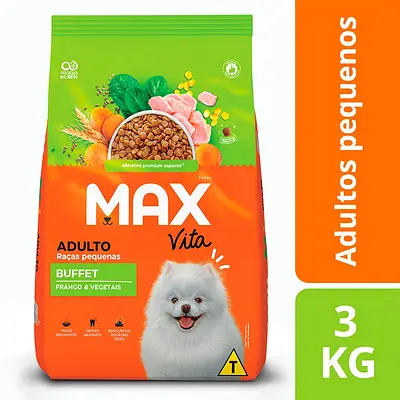 Ração Max Vita Buffet para Cães Adultos de Porte Pequeno Sabor Frango e Vegetais
