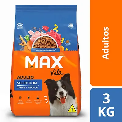 Ração Max Vita Selection para Cães Adultos Sabor Carne e Frango