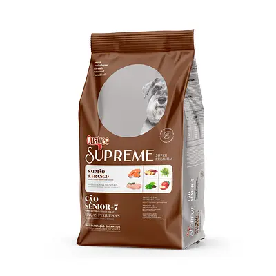 Ração Quatree Supreme para Cães Sênior +7 de Porte Pequeno Sabor Salmão e Frango