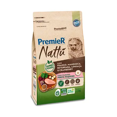 Ração Premier Nattu para Cães Filhotes de Raças Pequenas Sabor Mandioca 2.5 Kg