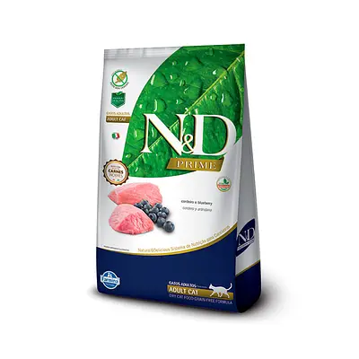 Ração Farmina N&D Prime para Gatos Adultos Sabor Cordeiro e Blueberry