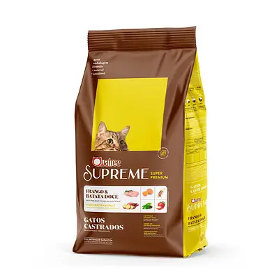 Ração Quatree Supreme para Gatos Castrados Sabor Frango e Batata Doce 3kg