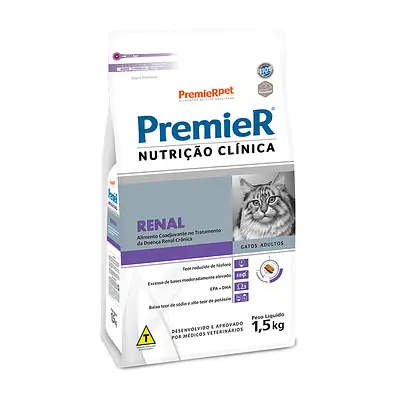 Premier Renal Ração Nutrição Clínica para Gatos Adultos 1. 5 Kg