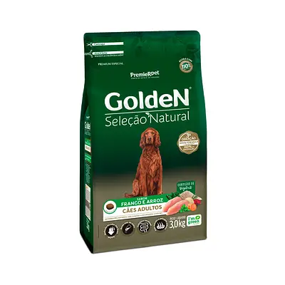Ração Golden Seleção Natural para Cães Adultos Sabor Frango e Arroz