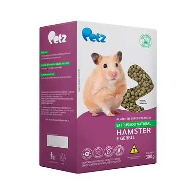 Alimento Roedor Petz Extrusado Natural para Hamster e Gerbil - 300g
