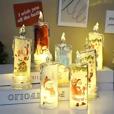 Kit Com 7 Luzes de Vela Natalinas Festivas