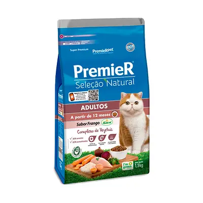 Ração Premier Seleção Natural para Gatos Adultos 1,5 kg