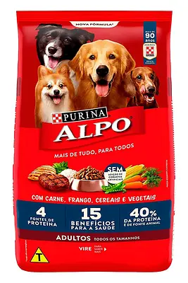 Ração Seca Nestlé Purina Alpo Carne, Frango, Cereais e Vegetais para Cães Adultos