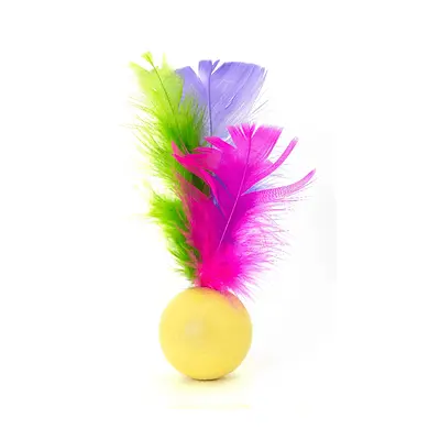 Bolinha com Penas Cat Toy LCM Amarela