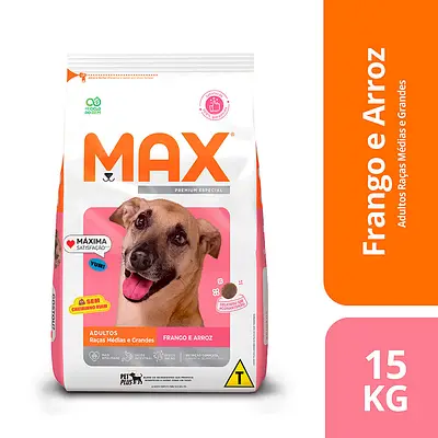 Ração Max para Cães Adultos de Porte Médio e Grande Sabor Frango e Arroz
