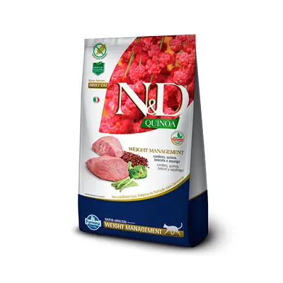 Ração Quinoa Weight N&D para Gatos Adultos sabor Cordeiro