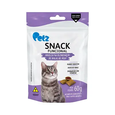 Snack Petz Funcional Eliminação de Bolas de Pelos para Gatos Adultos - 60g