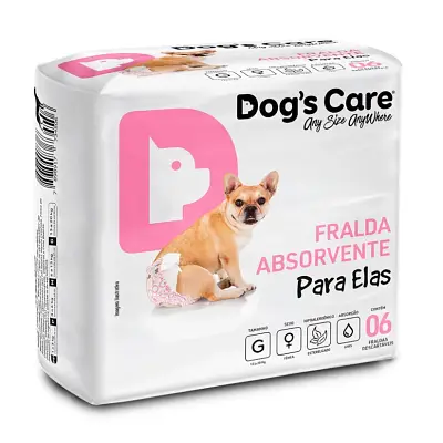 Fralda Higiênica G Para Fêmeas Dogs Care 06 Unidades