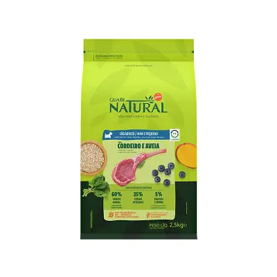 Ração Guabi Natural Cães Adultos Raças Mini e Pequenas Cordeiro e Aveia 2,5kg