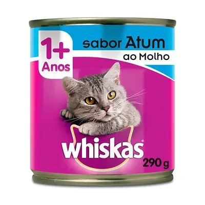 Ração Úmida Whiskas Gatos Adultos Atum ao Molho Lata 290g