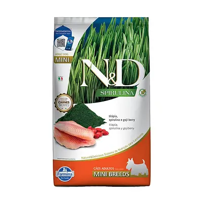 Ração ND Spirulina Para Cães Adultos Mini Tilapia 7kg