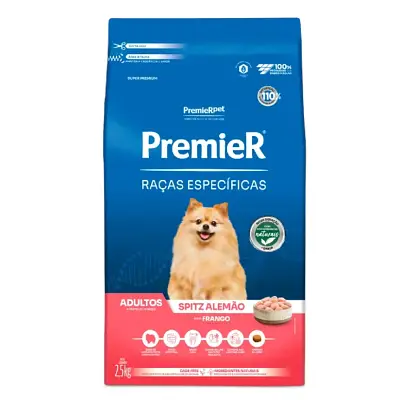 Ração Premier Raças Específicas Spitz Alemão Cães Adultos Frango 2,5kg