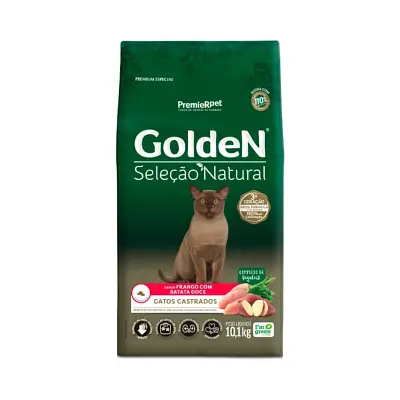 Ração Golden Seleção Natural Gatos Castrado AD. Batata Doce 10 e1kg